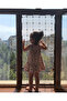 Large Size (60X140 cm) - Window Steel Safety Net for Children - New Generation Railing - Brown Profile - 3