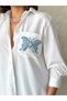 Women's Pocket Detailed Denim Denim and Stone Detailed Shirt - 4