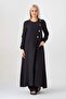 Muslin Fabric Button Detail Front Slit 100% Cotton Hijab Tunic - Black - 2