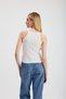 White -1121 Zero Sleeve Ribbed Halter Neck Basic Tank Top - 5