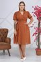Apsen Women's Double Breasted Collar Belted Plus Size Midi Length Chiffon Dress 4255-110 - 5
