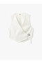 Asymmetric V-neck striped blazer vest. - 3
