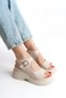 High Platform Wedge Heel Side Closed Buckle Skin Summer Women's Sandals Shoes - 3