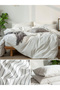 طقم غطاء لحاف مزدوج White Stripe، بدون ملاءة - 5