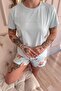 Water Green Spring Is My Life Patterned Short Sleeve Shorts Knitted Women's Pajamas Set - 5