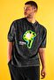 WE BORN Printed Washed Smoked Oversize Unisex Tshirt - 2
