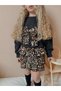 Girl's Stylish Leopard Patterned Sweater & Sweatshirt Skirt with Ribbon Top and Bottom Set - 4