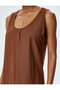 Button Detailed Viscose Fabric Blended U-Neck Sleeveless T-Shirt - 5