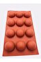 Hemisphere 12-Piece Silicone Cake Pastry Ice Mold Product 4.5cm Brown - 3