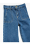 Cotton Pocket Detailed Wide Leg Denim Trousers - 3