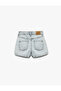 Cotton Button Detailed Denim Shorts Skirt with Pockets - 2