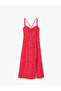 Viscose Double Strap Back Detailed Floral Slit A-Line Midi Dress - 3