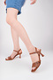 Talia Model Stone Buckle Detailed Ankle Strap Tan Women's Thin Heeled Daily Open Shoes - 3