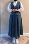 3-Piece Denim Vest Skirt Shirt Set 1400 - Blue - 5