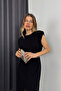 Black Padded Slit Dress - 7
