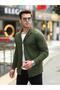 Khaki Colored Linen Look Sports Shirt - 2