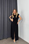 Black Padded Slit Dress - 2