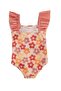 Retro Baby Girl Shoulder Ruffle Swimsuit 5107 - 3