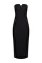 Backless Stretchy Wool Silk Midi Dress - Black