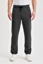 Anthracite Men's Zippered Pocket Embroidery Detailed Straight Leg Relaxed Cut Casual Sweatpants