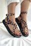 Rebeca Yellow Black Animal Pattern Metal Ring Detail Women's Sandals - 3