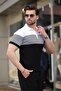 Black Color Blocked Polo Neck Knitwear Men's T-Shirt E7409 - 2