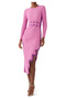 Wavy Slit Aster Pleat Dress - Pink - 5