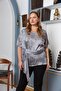 Large Size Gray Blouse - with Belt Accessories