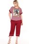 Round Neck, Lace Shoulder Back, Striped and Printed Blouse, Waist and Leg Elastic, Pocket Trousers Set - 4