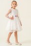Lace Floral Lilac Back Bow Detail Tulle Children's Evening Dress - 5
