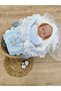 Blue Knitted Baby Girl Blanket with Lace Trim, Newborn Hospital Release Gift - 7