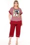 Round Neck, Lace Shoulder Back, Striped and Printed Blouse, Waist and Leg Elastic, Pocket Trousers Set - 5