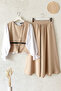 Vest Skirt Set - Beige - 2