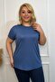 Plus Size New Season Comfort Model Crew Neck Short Sleeve Combed Cotton Tunic T-Shirt