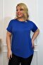 Plus Size New Season Comfort Model Crew Neck Short Sleeve Combed Cotton Tunic T-Shirt - 4