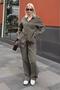Khaki Basic Women's Shirt Pants Double Set Mg2352 - 7