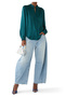 Stylish Silk Blouse - Blue - 2