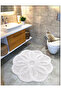 Cotton Tufted Water Absorbent Bath Mat, Bathroom Rug Lotus 100X100 cm Ecru
