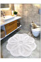 Cotton Tufted Water Absorbent Bath Mat, Bathroom Rug Lotus 120 X 120 cm Ecru