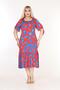 Plus Size Above Knee Square Neck Tie Detailed Short Sleeve Viscose Combed Cotton Stylish Design Comfortable Dress - 4