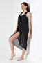Bead Detailed Long Striped Beach Dress Pareo - 3