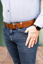 100% Genuine Buffalo Leather 2-Piece Men's Belt Tan Brown Jeans Belt 4.5cm - 2