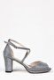 Women's Platinum Thick Heeled Evening Dress Shoes - 2