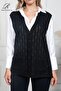 Women's Black Buttoned Thin Knitwear Knitted Mother Vest - 6