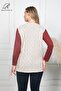 Women's Cream Buttoned Thin Knitwear Knitted Mother Vest - 4