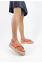 Orange Color Cross Banded Straw Knitwear Women's Black Sandals - 4