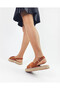 Tan Color Cross-Strapped Straw Knitwear 36-37-38-39-40 Size Women's Black Sandals - 3