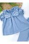 Baby Girl / Child Sweat Pants Double Set Denim Look Flower Embroidery Embroidered Premium Quality - 2