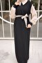 Movable Belted Hijab Dress with Colorful Sleeves - 3