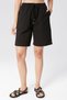 Women's Black Loose Cut Cotton Shorts - Linen, Elastic Waist, High Waist Monaha - 3